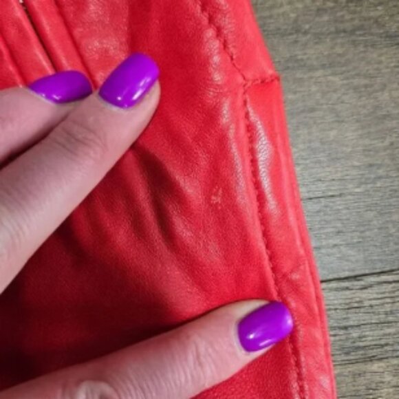 Carven Leather Skirt Red Mini size S - Picture 4 of 6